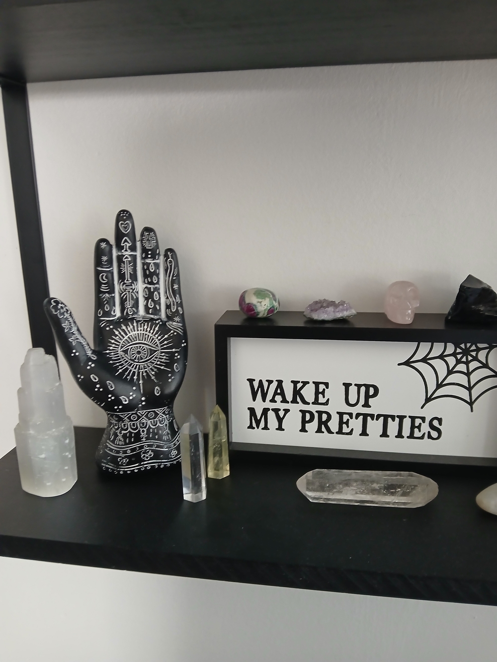 Witch/Goth Palm Hand Sculpture with White Mystical Eye Design